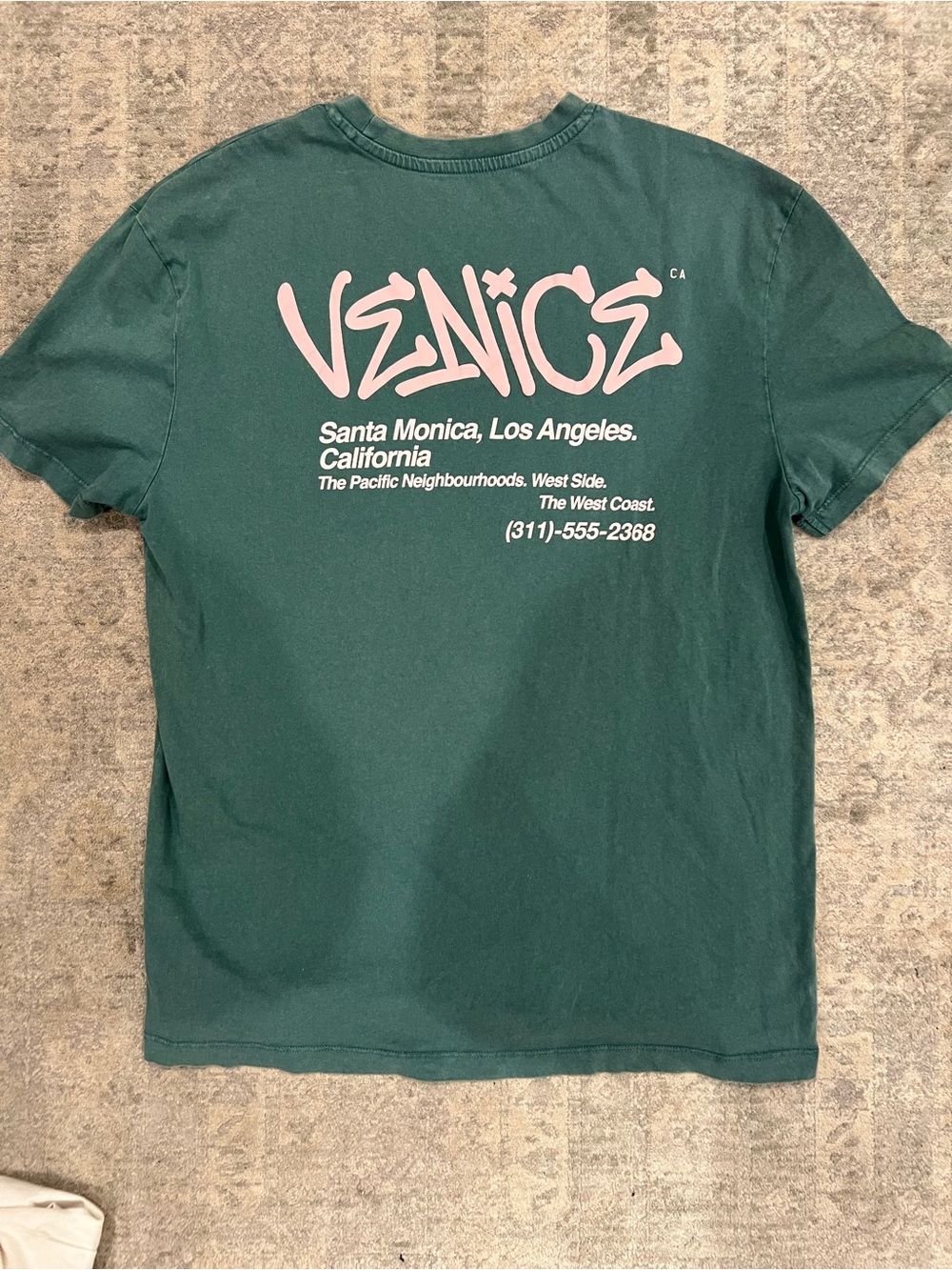 Primark Green Tee with Pink Venice Graphic